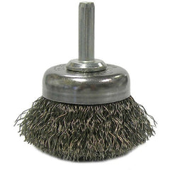 1 3/4″ Crimped Wire Utility Cup Brush, .006″ Steel Fill, 1/4″ Stem - Industrial Tool & Supply