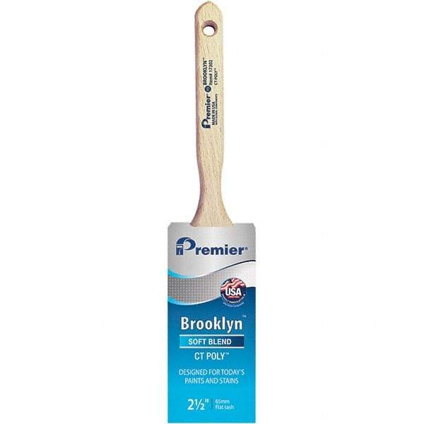 Premier Paint Roller - 2-1/2" Tapered Polyester Sash Brush - 2-15/16" Bristle Length, 7-1/2" Wood Sash Handle - Industrial Tool & Supply