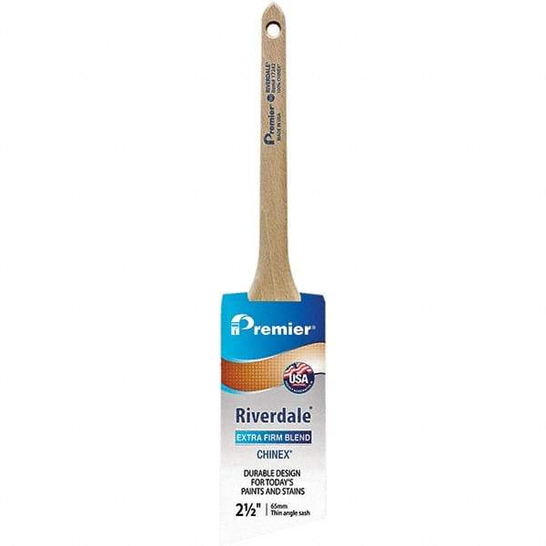 Premier Paint Roller - 2-1/2" Tapered Nylon Trim Brush - 2-11/16" Bristle Length, 8" Wood Sash Handle - Industrial Tool & Supply