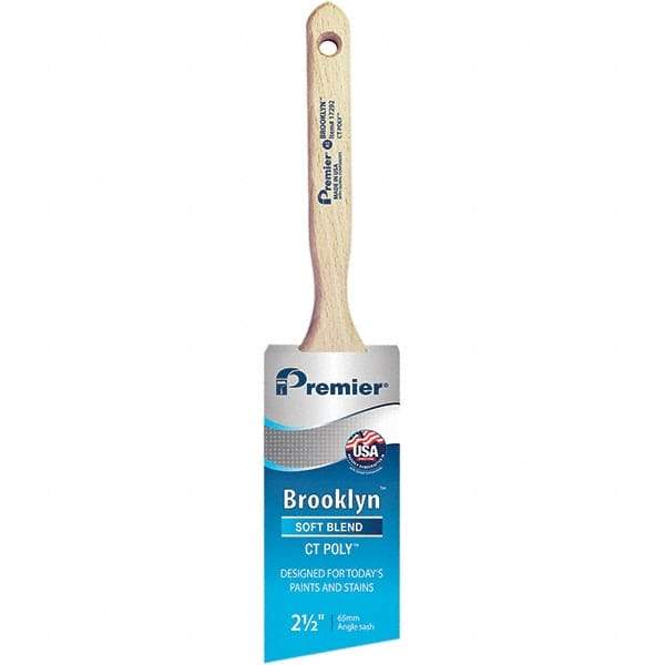 Premier Paint Roller - 2-1/2" Tapered Polyester Angular Brush - 2-15/16" Bristle Length, 7-1/2" Wood Sash Handle - Industrial Tool & Supply