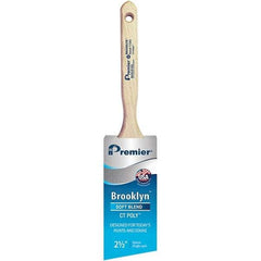 Premier Paint Roller - 2-1/2" Tapered Polyester Angular Brush - 2-15/16" Bristle Length, 7-1/2" Wood Sash Handle - Industrial Tool & Supply