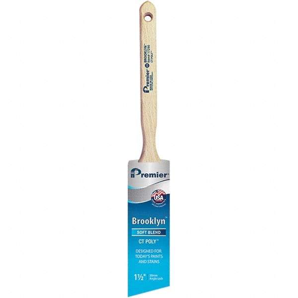 Premier Paint Roller - 1-1/2" Tapered Polyester Angular Brush - 2-3/16" Bristle Length, 7" Wood Sash Handle - Industrial Tool & Supply