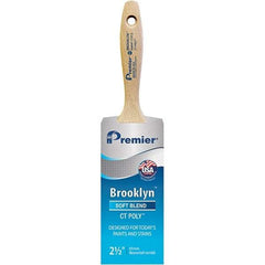 Premier Paint Roller - 2-1/2" Tapered Polyester Varnish Brush - 2-15/16" Bristle Length, 5-1/2" Wood Beavertail Handle - Industrial Tool & Supply