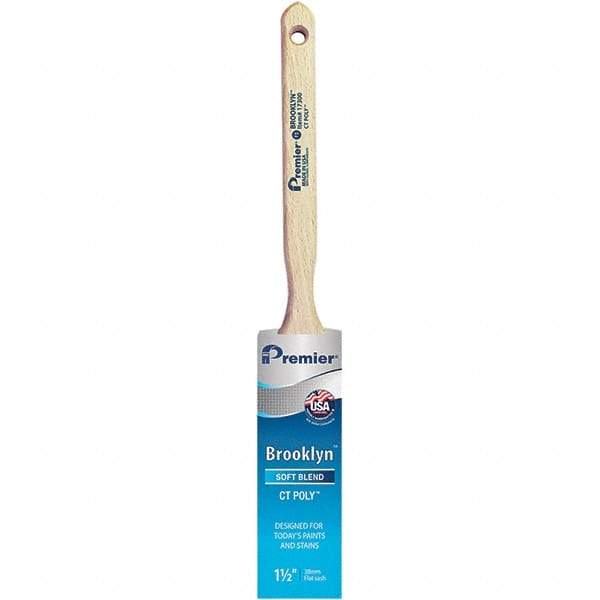 Premier Paint Roller - 1-1/2" Tapered Polyester Sash Brush - 2-7/16" Bristle Length, 7" Wood Sash Handle - Industrial Tool & Supply