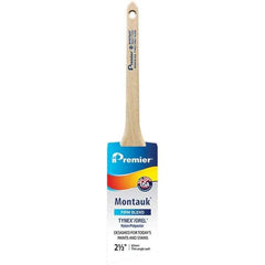 Premier Paint Roller - 2-1/2" Tapered Nylon/Polyester Trim Brush - 2-11/16" Bristle Length, 8" Wood Sash Handle - Industrial Tool & Supply