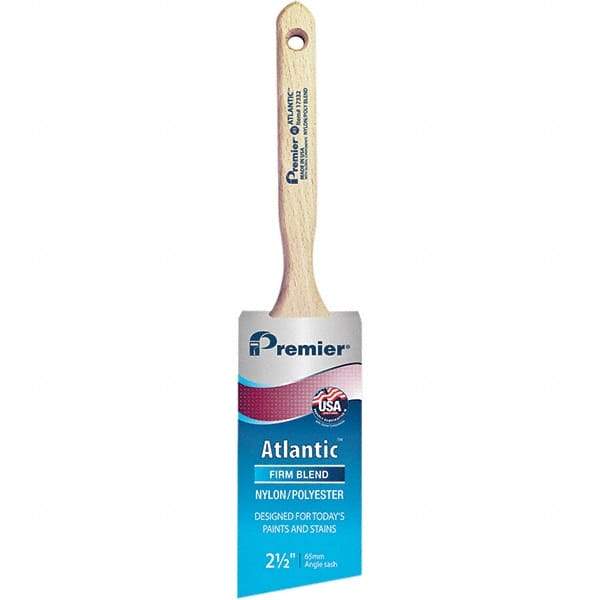 Premier Paint Roller - 2-1/2" Tapered Nylon/Polyester Angular Brush - 2-15/16" Bristle Length, 7-1/2" Wood Sash Handle - Industrial Tool & Supply