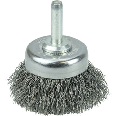 1 3/4″ Crimped Wire Utility Cup Brush, .0118″ Steel Fill, 1/4″ Stem - Industrial Tool & Supply