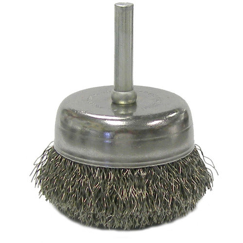 2″ Crimped Wire Utility Cup Brush, .0118″ Steel Fill, 1/4″ Stem - Industrial Tool & Supply