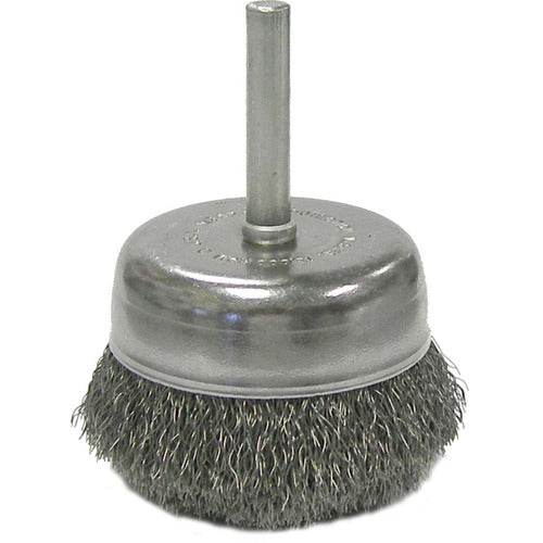 2″ Crimped Wire Utility Cup Brush, .008″ Steel Fill, 1/4″ Stem - Industrial Tool & Supply