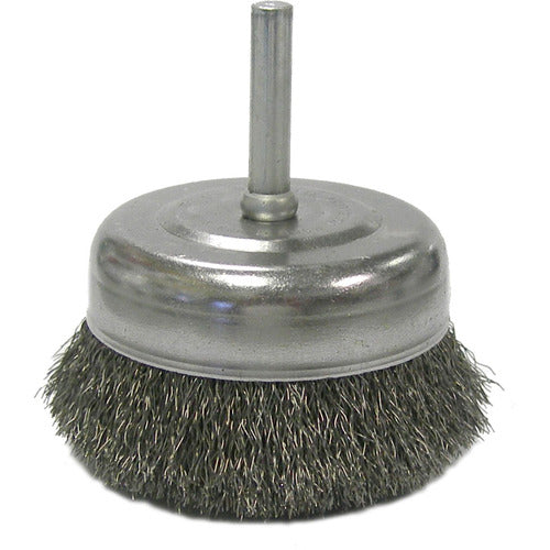 2-1/2″ Crimped Wire Utility Cup Brush, .008″ Steel Fill, 1/4″ Stem - Industrial Tool & Supply