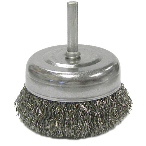 2-1/2″ Crimped Wire Utility Cup Brush, .014″ Steel Fill, 1/4″ Stem - Industrial Tool & Supply