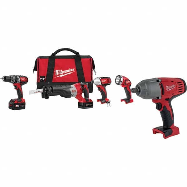 Milwaukee Tool - Cordless Tool Combination Kits Voltage: 18 Tools: 1/2" Hammer Drill; 1/4" Hex Impact Driver; Sawzall Reciprocating Saw - Industrial Tool & Supply