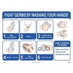 NMC - "Fight Germs By Washing Your Hands!", 24" Wide x 18" High, Paper Safety Sign - Industrial Tool & Supply