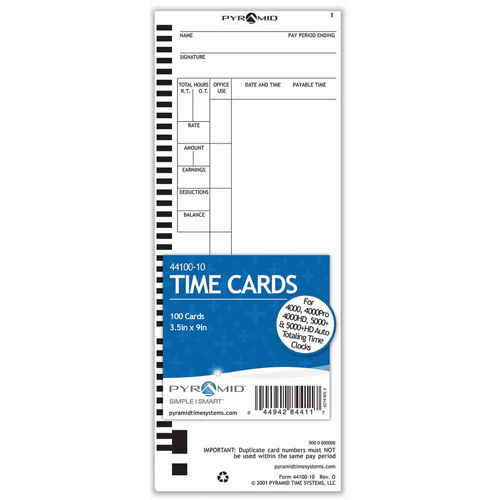 Pyramid - Time Cards & Time Clock Accessories For Use With: Pyramid Time Systems Time Clock models 4000, 400PRO, 4000HD, 400PROK, 5000, 5000HD Height (Inch): 4-5/16 - Industrial Tool & Supply