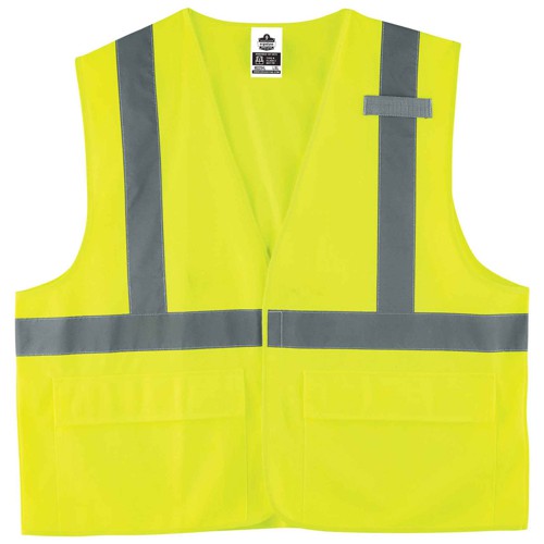 8225HL S/M Lime Standard Solid Vest Type R Class 2 - Industrial Tool & Supply