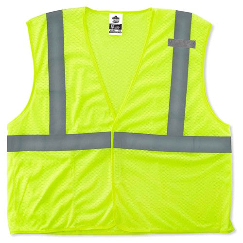 8210HL Econo Vest Lime L/ XL Hook & Loop Glowear - Industrial Tool & Supply