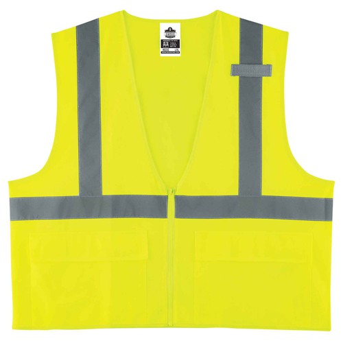 8225Z S/M Lime Standard Solid Vest Type R Class 2 - Industrial Tool & Supply