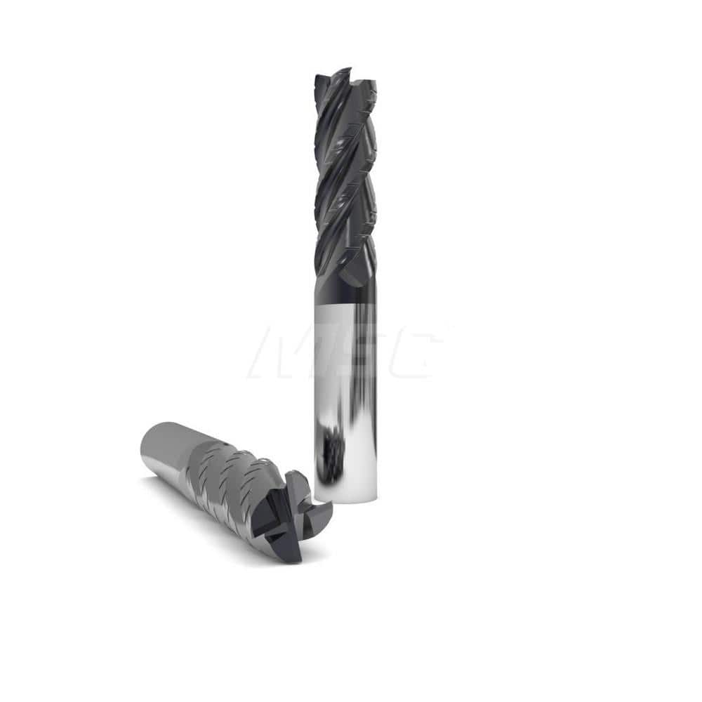 Square End Mill: 5/16'' Dia, 1/2'' LOC, 5/16'' Shank Dia, 2'' OAL, 4 Flutes, Solid Carbide Single End, nACo Finish, Upcut Flute, 38 ™ Variable Helix, Centercutting, RH Cut, RH Flute, Series 1031 & Hurrimill