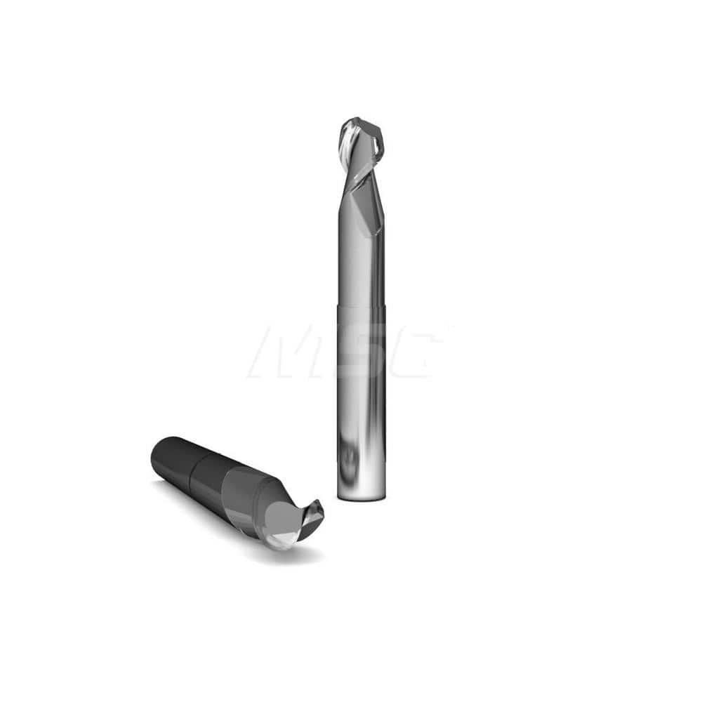 Square End Mill: 1/2'' Dia, 5/8'' LOC, 1/2'' Shank Dia, 3'' OAL, 2 Flutes, Solid Carbide Single End, Uncoated, Upcut Flute, 45 ° Helix, Centercutting, RH Cut, RH Flute, Series 2012