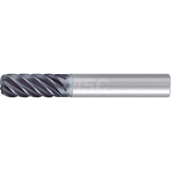 1/4″ Diam 6-Flute 35/38° Solid Carbide 0.015″ Corner Radius Roughing & Finishing End Mill AlCr Finish, 3/4″ LOC, 2-1/2″ OAL, 1/4″ Shank Diam, Centercutting, Standard Length