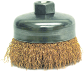 4" Crimped Wire Cup Brush - .020 Bronze; 5/8-11 A.H. - Non-Sparking Wire Wheel - Industrial Tool & Supply