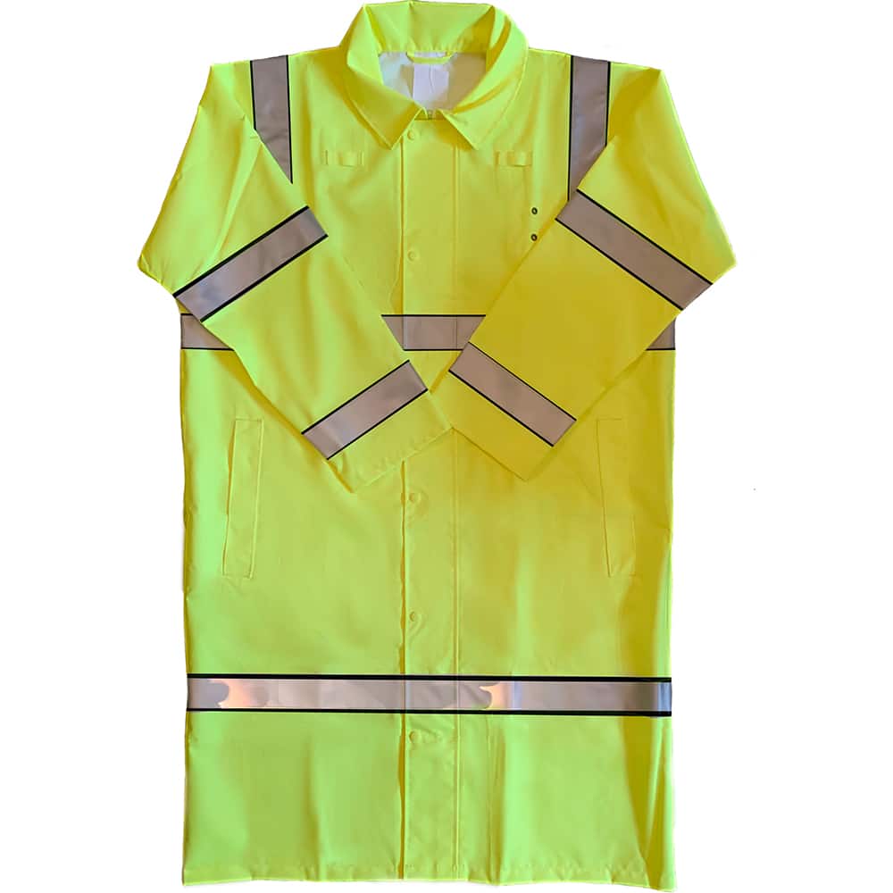 Louisiana Professional Wear - Rain & Chemical Wear; Garment Style: Coat ; Garment Type: Breathable; Hi-Visibility; Waterproof; Rain ; Material: Polyester/Polyurethane ; Size: Medium ; Color: Fluorescent Yellow ; Certification Type: ANSI/ISEA 107-2015 Typ - Exact Industrial Supply
