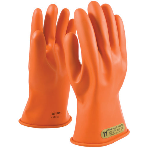 ‎147-00-11/7 - Novax - Natural Rubber Insulating Glove - Class 00 - 11″ - Orange - Straight Cuff - Exact Industrial Supply