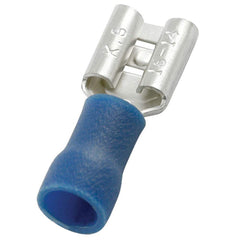 Wire Disconnects; Gender: Female; Insulation Type: Partially Insulated; Insulation Material: Vinyl; Connection Type: Crimp; Compatible Wire Size (sq mm): 1.5-2.5; Tab Width (Decimal Inch): 0.25; Tab Width (mm): 6.34 mm; 0.25 in; Color: Blue; Contact Mater