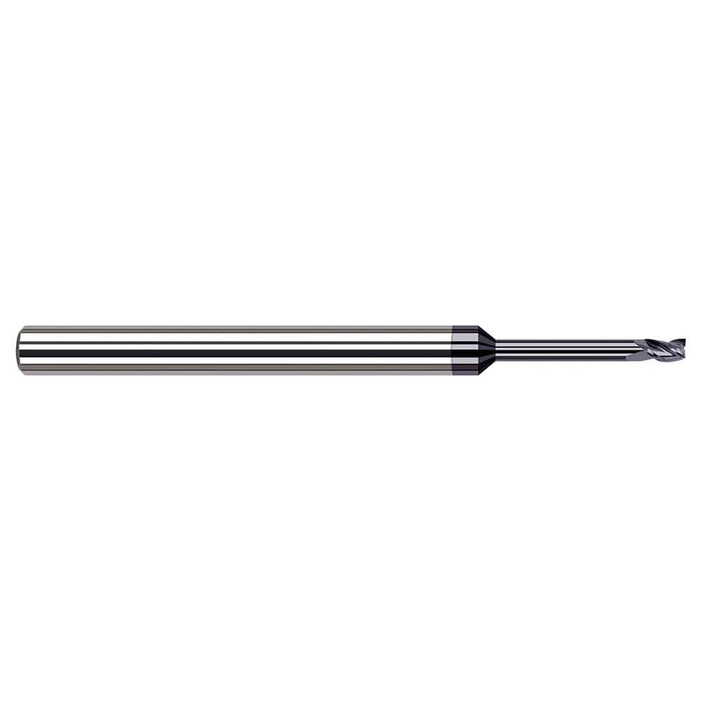 Square End Mill: 0.023'' Dia, 0.035'' LOC, 1/8'' Shank Dia, 2-1/2'' OAL, 3 Flutes, Solid Carbide Single End, AlTiN Finish, 30 ° Helix, Centercutting, RH Cut, RH Flute