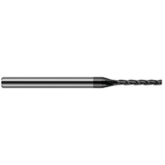 Square End Mill: 0.04'' Dia, 0.325'' LOC, 1/8'' Shank Dia, 2-1/2'' OAL, 3 Flutes, Solid Carbide Single End, Amorphous Diamond Finish, 30 ° Helix, RH Cut, RH Flute