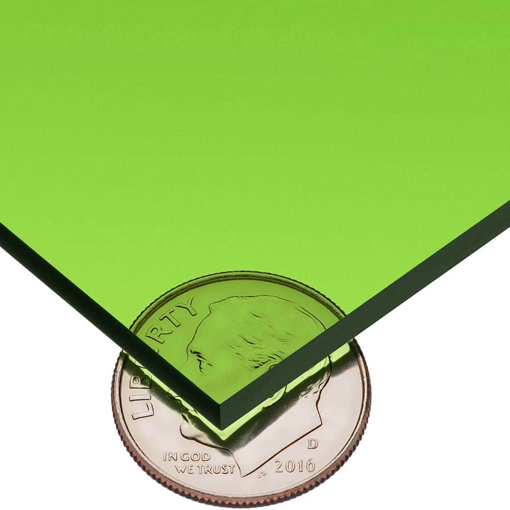 USA Sealing - Plastic Sheets; Material: Cast Acrylic ; Thickness (Inch): 1/8 ; Length (Feet): 1 ; Tensile Strength (psi): 10000 ; Color: Tinted Green ; Material Grade: Standard - Exact Industrial Supply