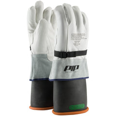 ‎148-7000/11 Leather Gloves - Leather Protector - Grain Goatskin - Class 3-4 - 13 In. Gauntlet Cuff - Exact Industrial Supply