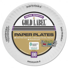 AJM Packaging Corporation - Coated Paper Plates, 6", White, Round, 100/Pack - Industrial Tool & Supply