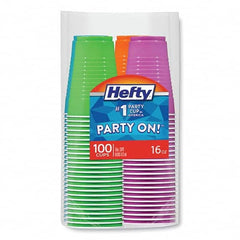 Hefty - Easy Grip Disposable Plastic Party Cups, 16 oz, Assorted, 100/Pack - Industrial Tool & Supply