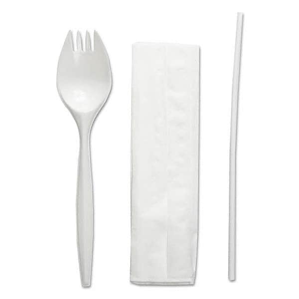 Boardwalk - School Cutlery Kit, Napkin/Spork/Straw, White, 1000/Carton - Industrial Tool & Supply