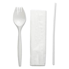 Boardwalk - School Cutlery Kit, Napkin/Spork/Straw, White, 1000/Carton - Industrial Tool & Supply