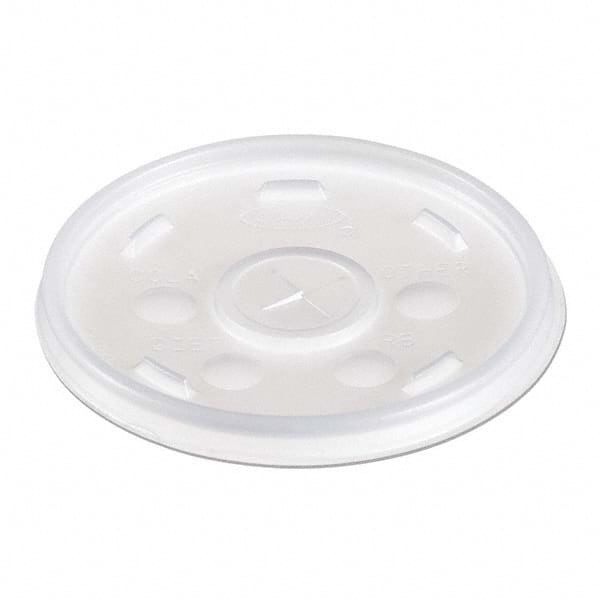 DART - Plastic Lids, for 12 oz Hot/Cold Foam Cups, Slip-Thru Lid, White, 1000/Carton - Industrial Tool & Supply