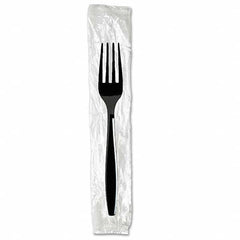 Dixie - Individually Wrapped Forks, Plastic, Black, 1000/Carton - Industrial Tool & Supply