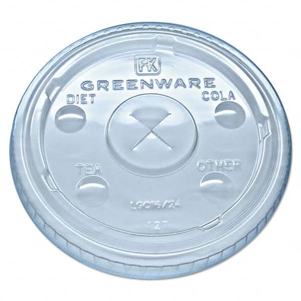 Fabri-Kal - Greenware Cold Drink Lids, Fits 16-18, 24 oz Cups, X-Slot, Clear, 1000/Carton - Industrial Tool & Supply