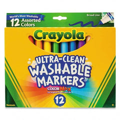 Crayola - Markers & Paintsticks Type: Washable Marker Color: Black; Blue; Blue Lagoon; Brown; Gray; Pink; Green; Orange; Red; Sandy Tan; Violet; Yellow - Industrial Tool & Supply