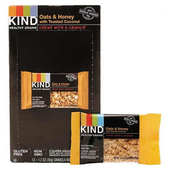 KIND - Snacks, Cookies, Candy & Gum Breakroom Accessory Type: Granola Bars Breakroom Accessory Description: Healthy Grains Bar, Oats and Honey with Toasted Coconut, 1.2 oz, 12/Box - Industrial Tool & Supply