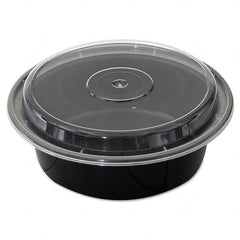 Pactiv - VERSAtainers, Black/Clear, 32 oz, 7" Diam x 2"H, 150/Carton - Industrial Tool & Supply