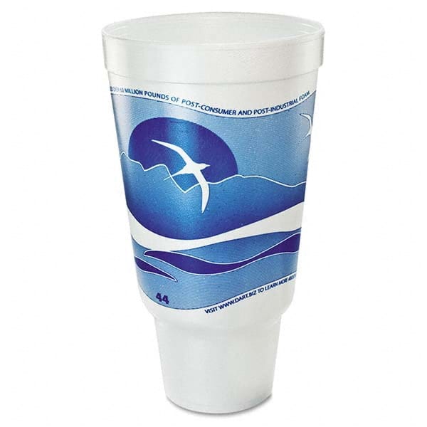 DART - Horizon Flush Fill Foam Cup, Hot/Cold, 44 oz, Ocean Blue/White, 15/Bag - Industrial Tool & Supply