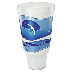 DART - Horizon Flush Fill Foam Cup, Hot/Cold, 44 oz, Ocean Blue/White, 15/Bag - Industrial Tool & Supply