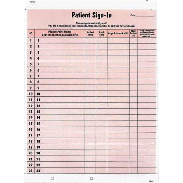 Tabbies - Note Pads, Writing Pads & Notebooks Writing Pads & Notebook Type: Sign-In Label Form Size: 8-1/2 x 11-5/8 - Industrial Tool & Supply