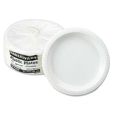 Tablemate Products - Plastic Dinnerware, Plates, 10-1/4" Diam, White, 125/Pack - Industrial Tool & Supply