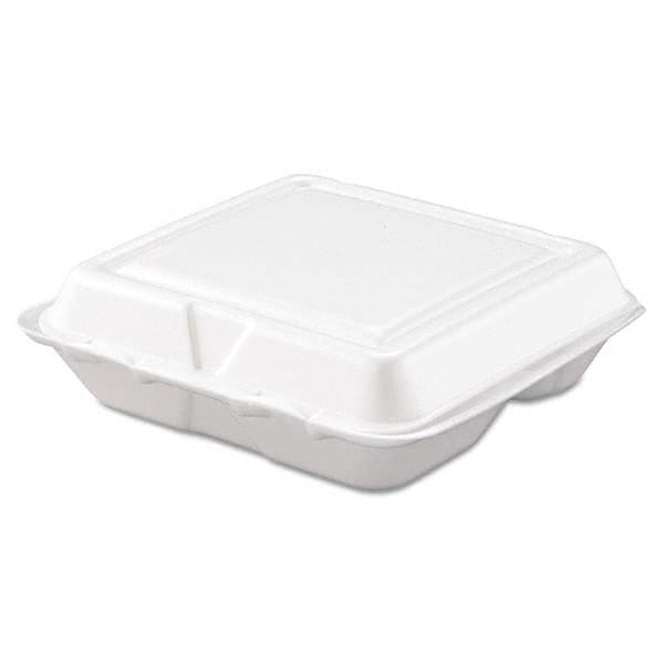 DART - Carryout Food Container, Foam, 3-Comp, White, 8 x 7 1/2 x 2 3/10, 200/Carton - Industrial Tool & Supply