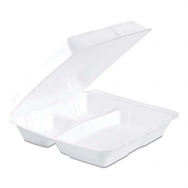 DART - Foam Container, Hinged Lid, 3-Comp, 9 1/2 x 9 1/4 x 3, 200/Carton - Industrial Tool & Supply