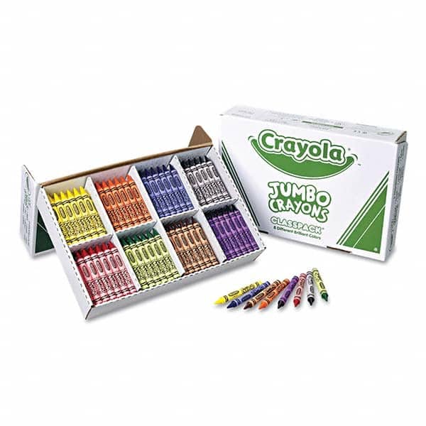 Crayola - Markers & Paintsticks Type: All Purpose Wax Crayon Color: Black; Blue; Brown; Green; Orange; Red; Violet; Yellow - Industrial Tool & Supply