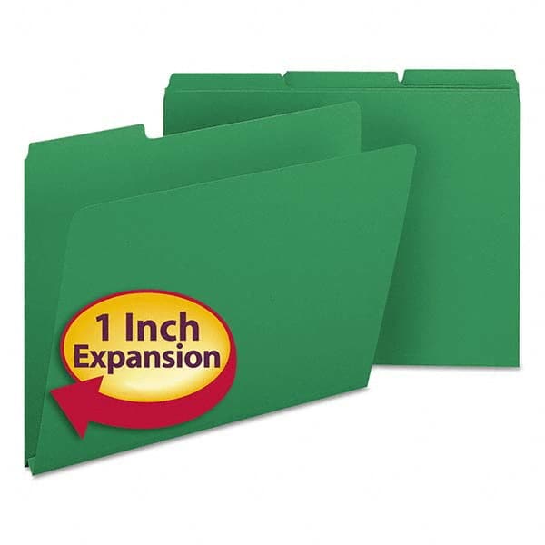 SMEAD - File Folders, Expansion Folders & Hanging Files Folder/File Type: File Folders with Top Tab Fastener Color: Green - Industrial Tool & Supply